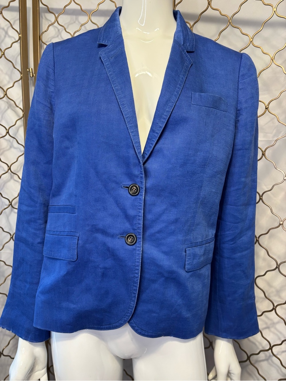 J. Crew Women's VINTAGE Cobalt Blue Linen Tailored Blazer in size 12